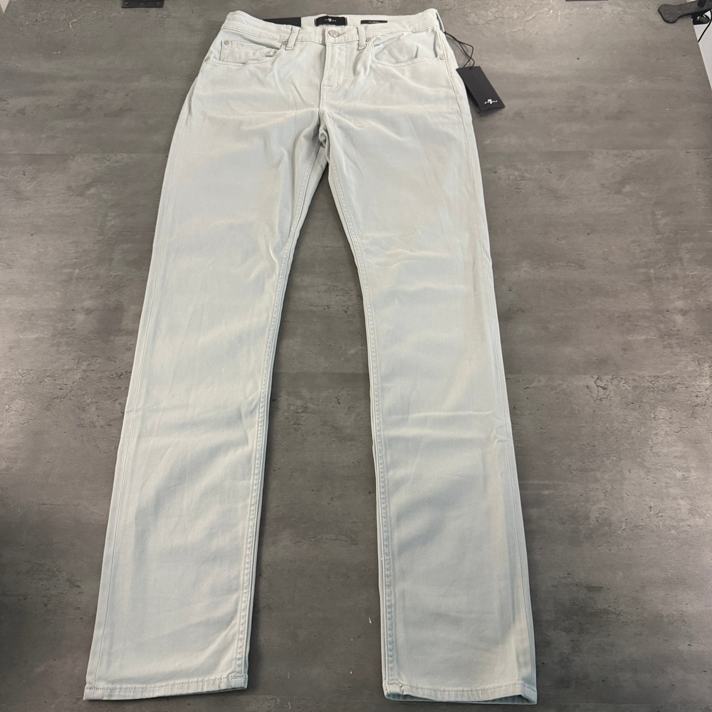 7 For All Mankind Pants Mens 30 Slimmy Sky Iron Grey Luxe Performance Sateen NEW